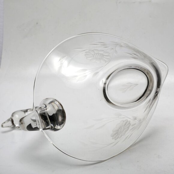 Vintage  W.J Hughes Glass Swan Cornflower Pattern 1950a Clear Candy Fruit Dish - Picture 7 of 9